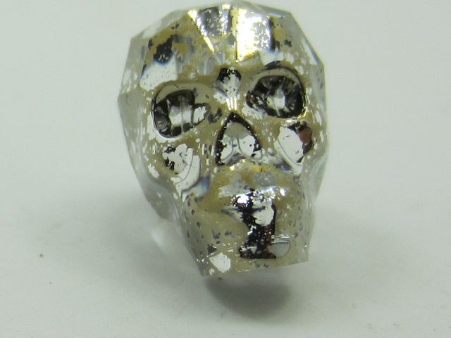 2pcs. 13mm  SKULL GOLD PATINA BEAD European Rhinestones